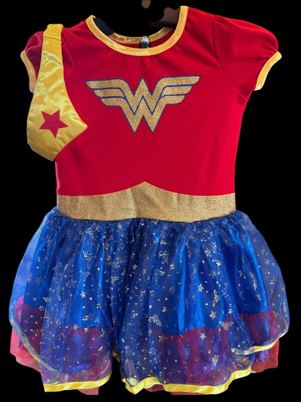 Toddler Girls Wonder Woman Halloween Costume 3 PC Dress Cape Headband Tulle 4T